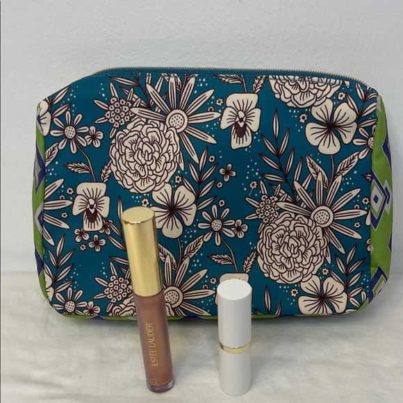 Estee Lauder Limited Edition Lipstick and Gloss with Floral Cosmetic Bag NWT - Picture 7 of 8